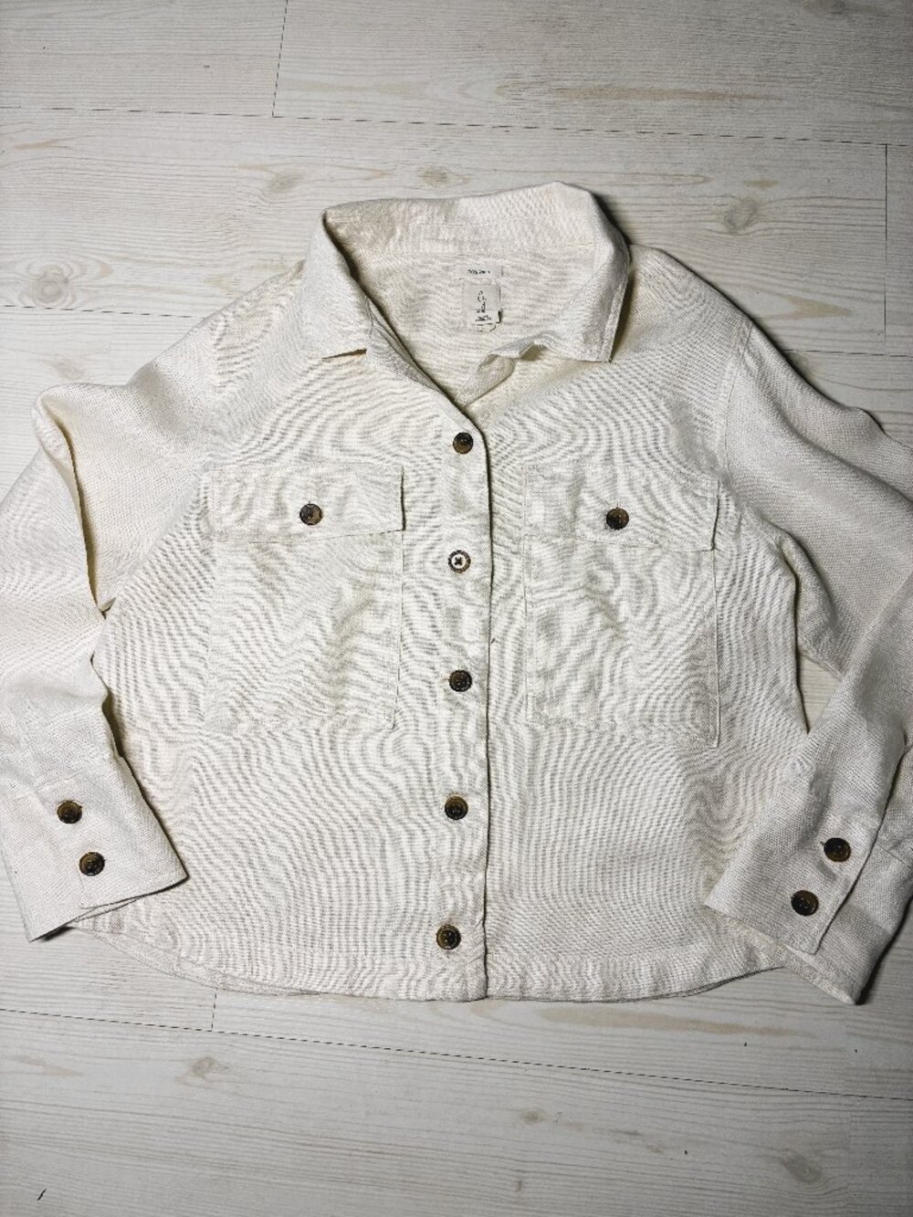 Joie 100% Linen Shirt Jacket Shacket Cream Ivory Women's Size XL Utility Coastal